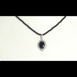 Black Tourmaline Pendant & Quartzite Bead Necklace
